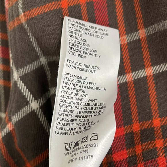 Woolrich Women's Brown Orange Plaid Button Down Shirt Jacket Shaket - Picture 6 of 7